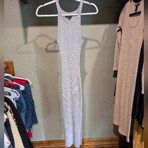 Gray Ribbed Midi Dress